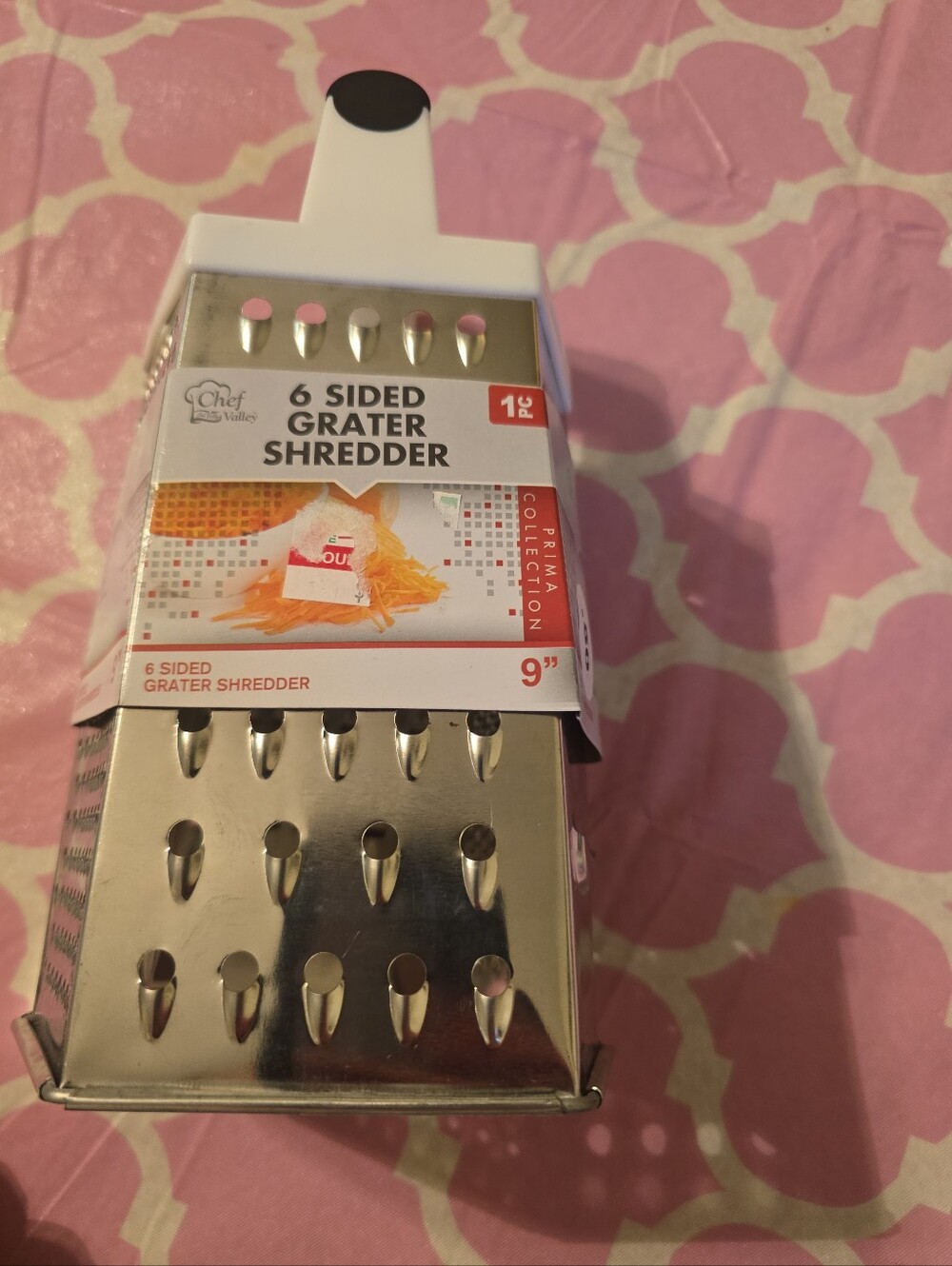 White and Stainless Steel 6-Sided Grater Shredder